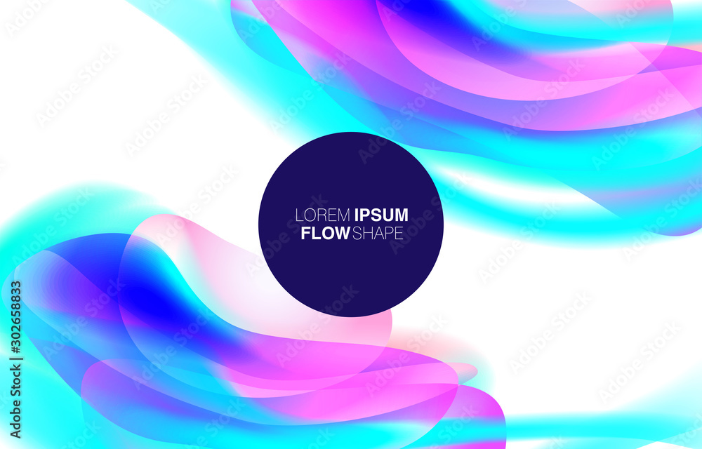 Poster colorful flow liquid in future design style. trendy innovations blend systems. beautiful fluid shape