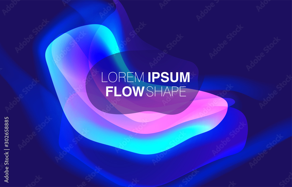 Poster colorful flow liquid in future design style. trendy innovations blend systems. beautiful fluid shape