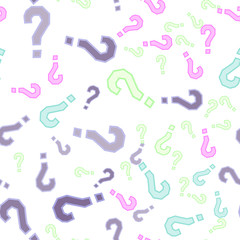Quiz seamless pattern. Question marks, doubt, faq