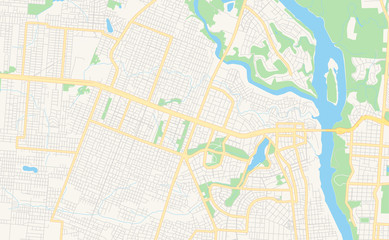 Fototapeta na wymiar Printable street map of Ciudad del Este, Paraguay