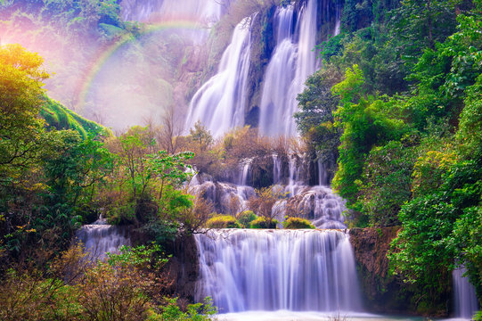 Tee lor su waterfall in Thailand at the tropical forest , Umphang District, Tak Province, Thailand..