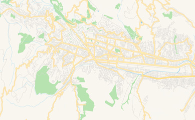 Fototapeta na wymiar Printable street map of Cusco, Peru