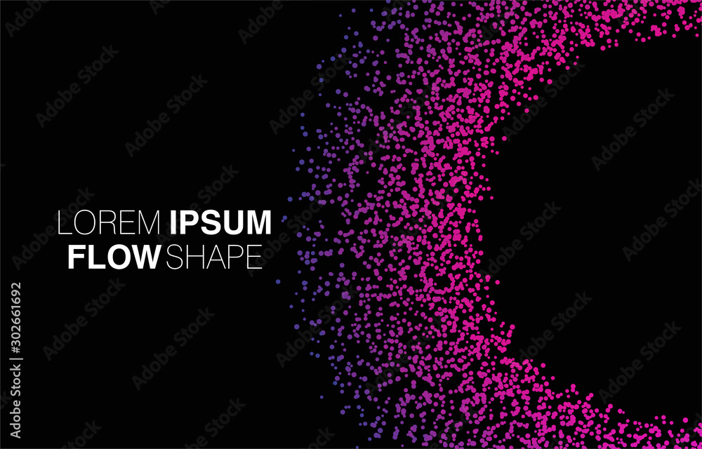 Poster colorful flow molecule in future design style. trendy innovations blend systems. beautiful fluid sha