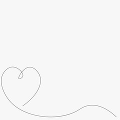 Valentines day background one line draw, vector illustration