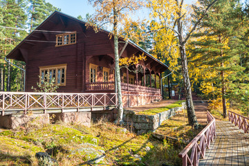 Kotka, Finland - 15 October 2019: Emperor Alexander lll fishing lodge Langinkoski.
