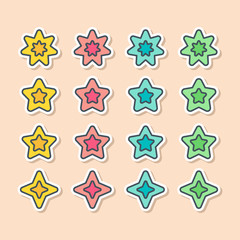 Star icon pictogram set in vector flat style