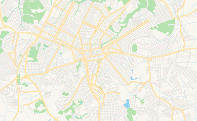 Fototapeta na wymiar Printable street map of Ponta Grossa, Brazil