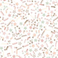 Sprinkle Cupcake Donut Topping. Seamless Pattern 