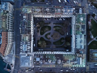 Aerial view neighborhood in Geneva Switzerland