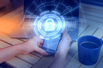 Naklejka premium Picture photo system network scheme modern technology smart device