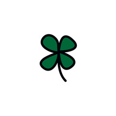 four-leaf clover doodle icon, vector illustration