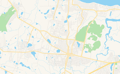 Fototapeta na wymiar Printable street map of Caucaia, Brazil