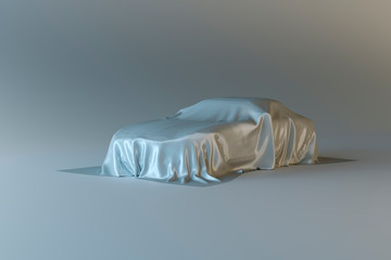 car presentation on the podium of the photo exhibition on the background