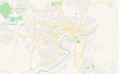 Fototapeta na wymiar Printable street map of Rio Branco, Brazil