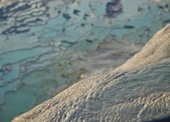 Natural travertine pools and terraces in Pamukkale. It is on the World Heritage List and is under...