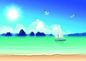 Naklejka premium Vectorial composition of sunny day on rest
