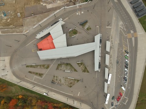 top down view of train station near Zurich