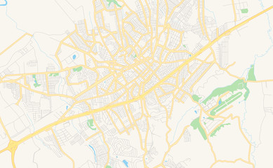 Fototapeta na wymiar Printable street map of Taubate, Brazil