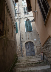 Fototapeta na wymiar Fiuggi Italy. Narrow street