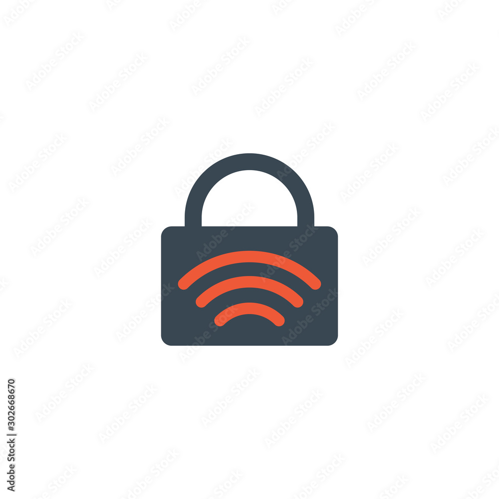 Poster wireless remote lockunlock system. lock and wifi symbol for devices, web site or mobile app. stock v