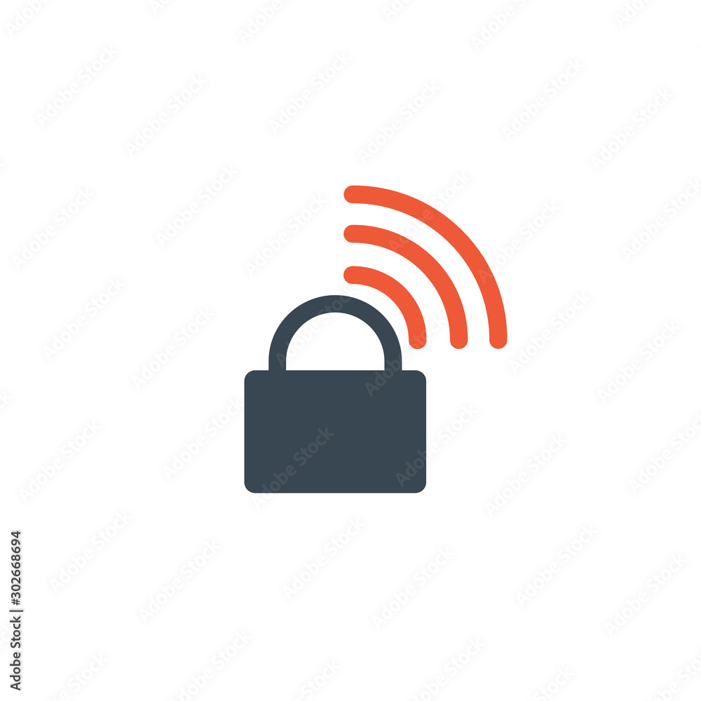 Poster wireless remote lockunlock system. lock and wifi symbol for devices, web site or mobile app. stock v