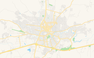 Fototapeta na wymiar Printable street map of Caruaru, Brazil