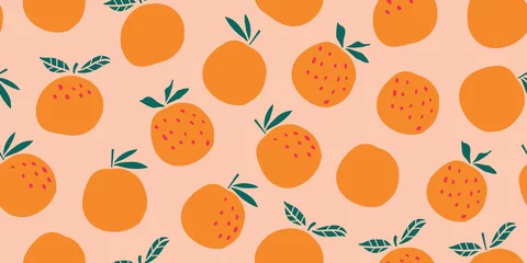 Fotobehang Stylish citrus oranges fruits seamless pattern © tanya