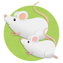 和紙風白ねずみイラスト、二匹走る