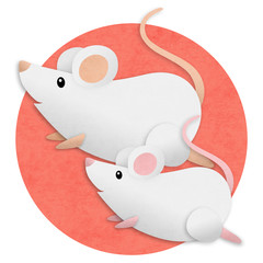 和紙風白ねずみイラスト、二匹走る