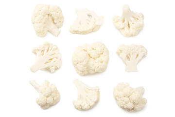 Cauliflower isolated on a white background. top view