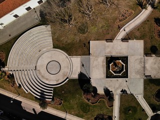 old steam locomotive looking auditorium