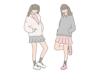 パーカーの女の子たち