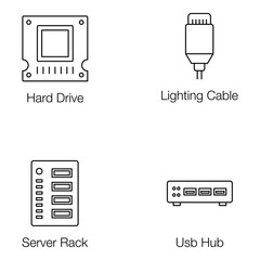 Hardware Components Line Icons Pack 