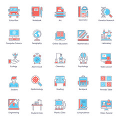 Educational Tools Flat Icons Pack 