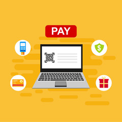 online payment online concept. Internet payments, protection money transfer, online bank vector illustration Can be used for workflow layout template, banner, marketing, infographics.