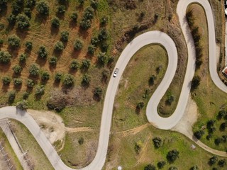 aerial view of road