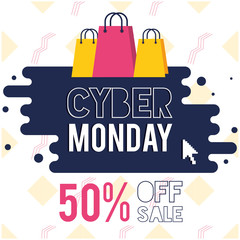 cyber monday day poster with shopping bags