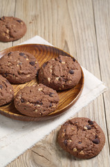 Chocolate cookies on table