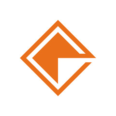 initial E on square logo concept