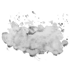 Isolated watercolor grayscale splash. Vector illustration. Grunge texture for cards and flyers design.
