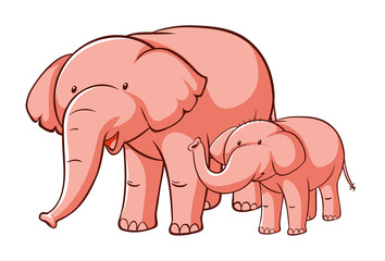 Pink elephants on white background