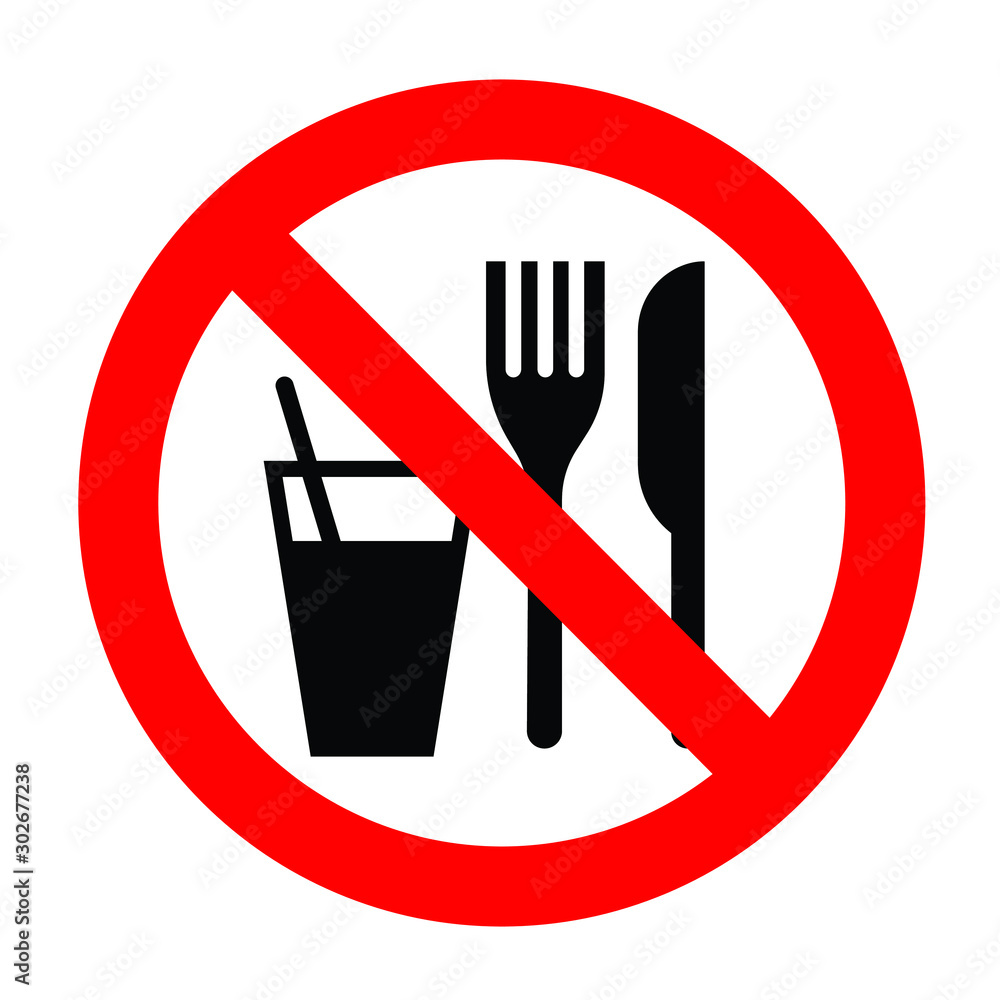 Sticker no food and drink allowed icon