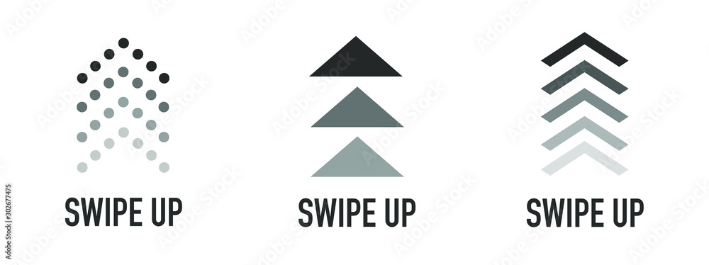 Poster swipe up icon set isolated for stories design blogger. swipe up buttons set for social media. arrow 