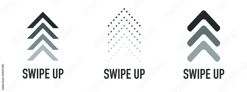 Poster swipe up buttons set. application and social network icons. vector illustration.