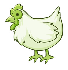 Green chicken on white background