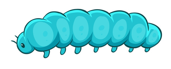 Blue caterpillar on white background