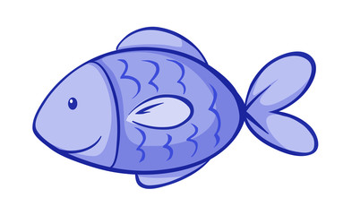 Blue fish on white background