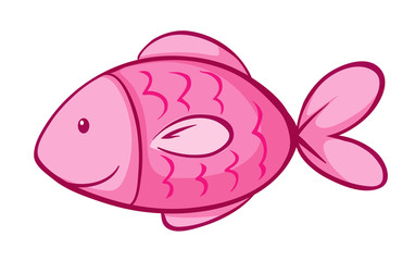 Pink fish on white background