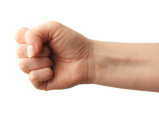 Woman Hands gestures on over white background. Isolated.