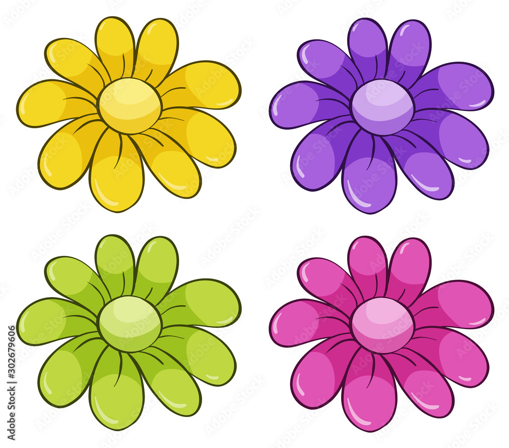 Canvas Prints isolated set of flowers